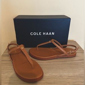 Cole Haan Womens Faux Leather Ankle Strap Sandals Flats Size 7. Flora Thong NWT